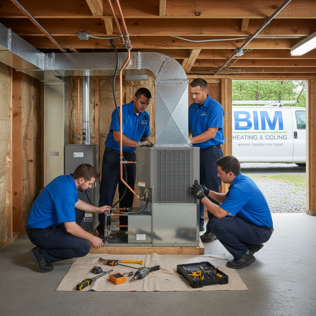 BIM Heating and Cooling team installing a new HVAC system in a Fredericksburg, Virginia home.