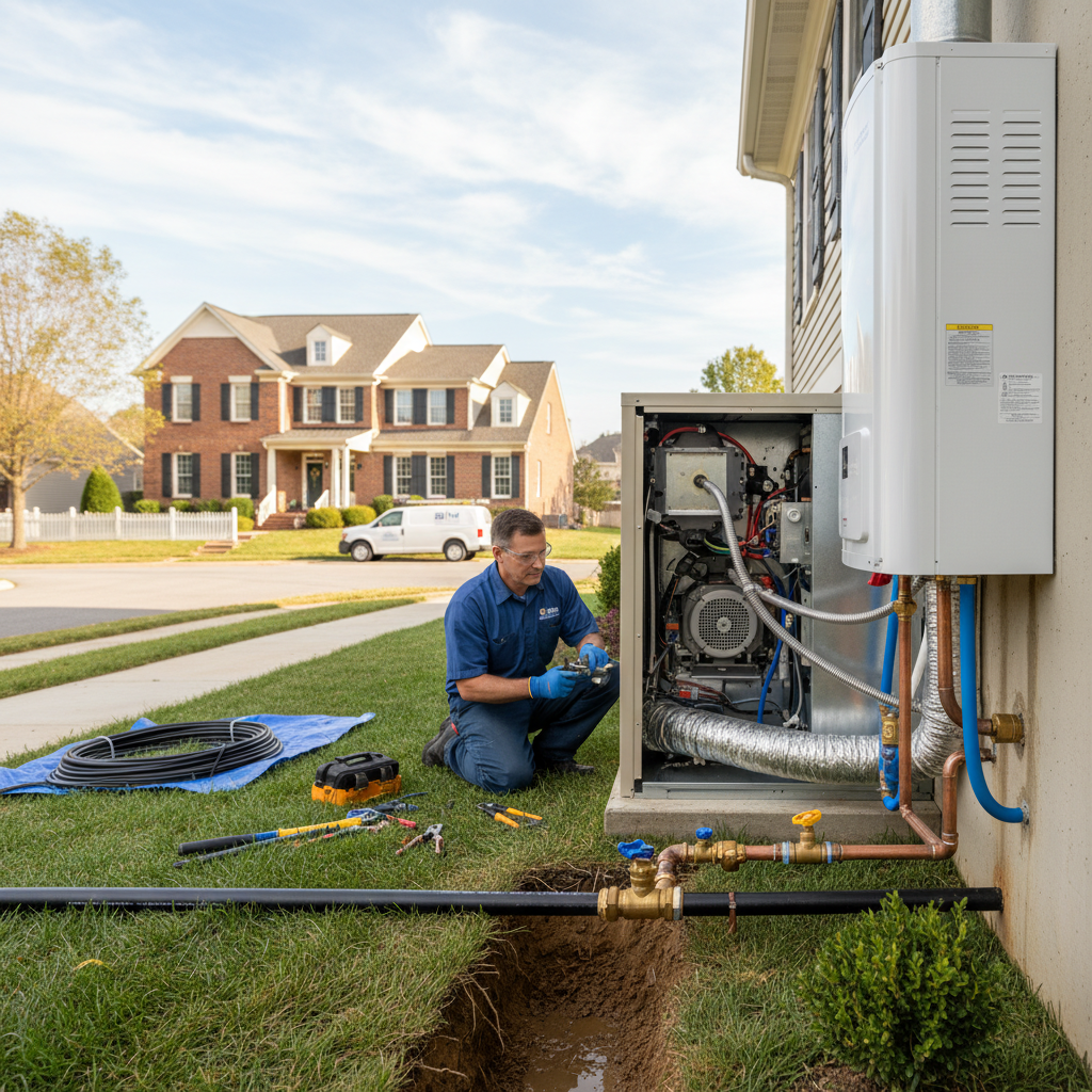 Close-up detail of pipe repair craftsmanship and new plumbing connections in Fredericksburg, VA.