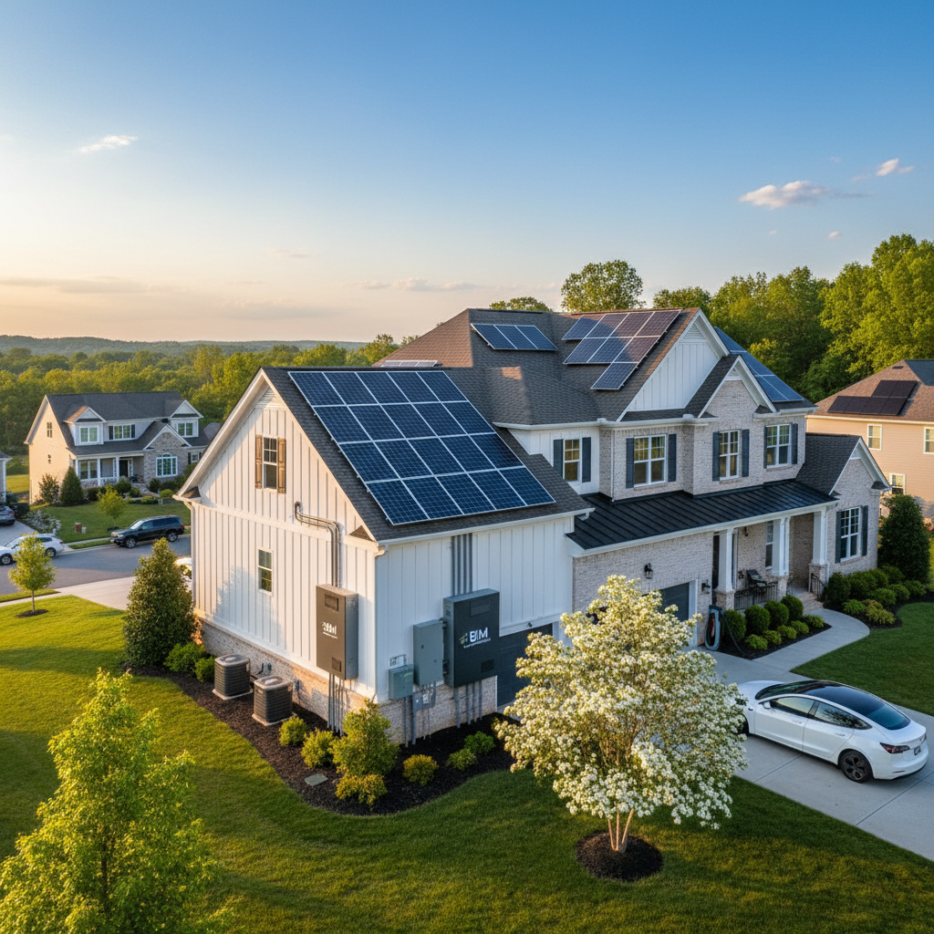 Close-up of a technician performing load management system installation, connecting intricate wiring in Fredericksburg, VA.