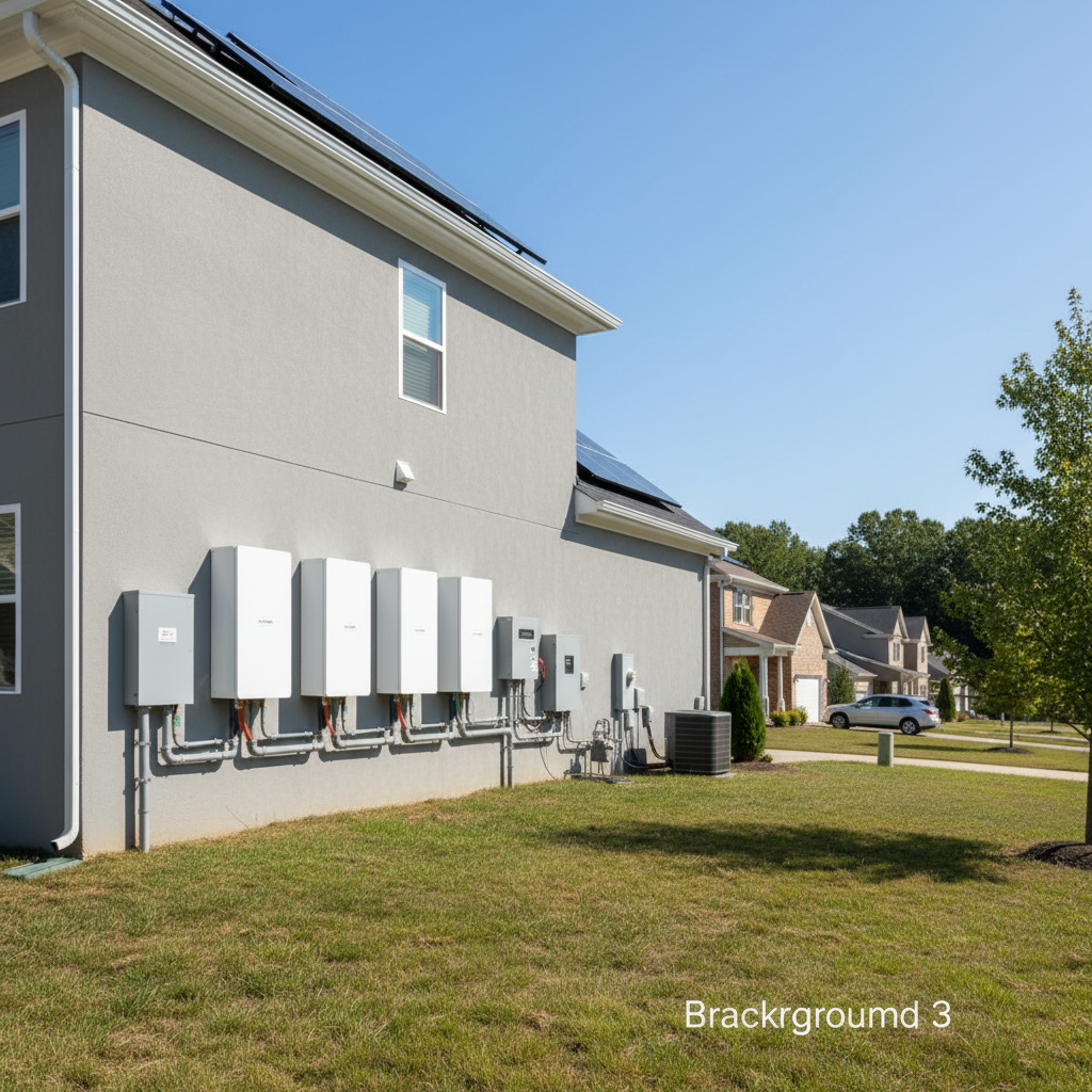 Close-up of an electrician performing a solar battery storage installation with wiring and hardware in Fredericksburg, VA.