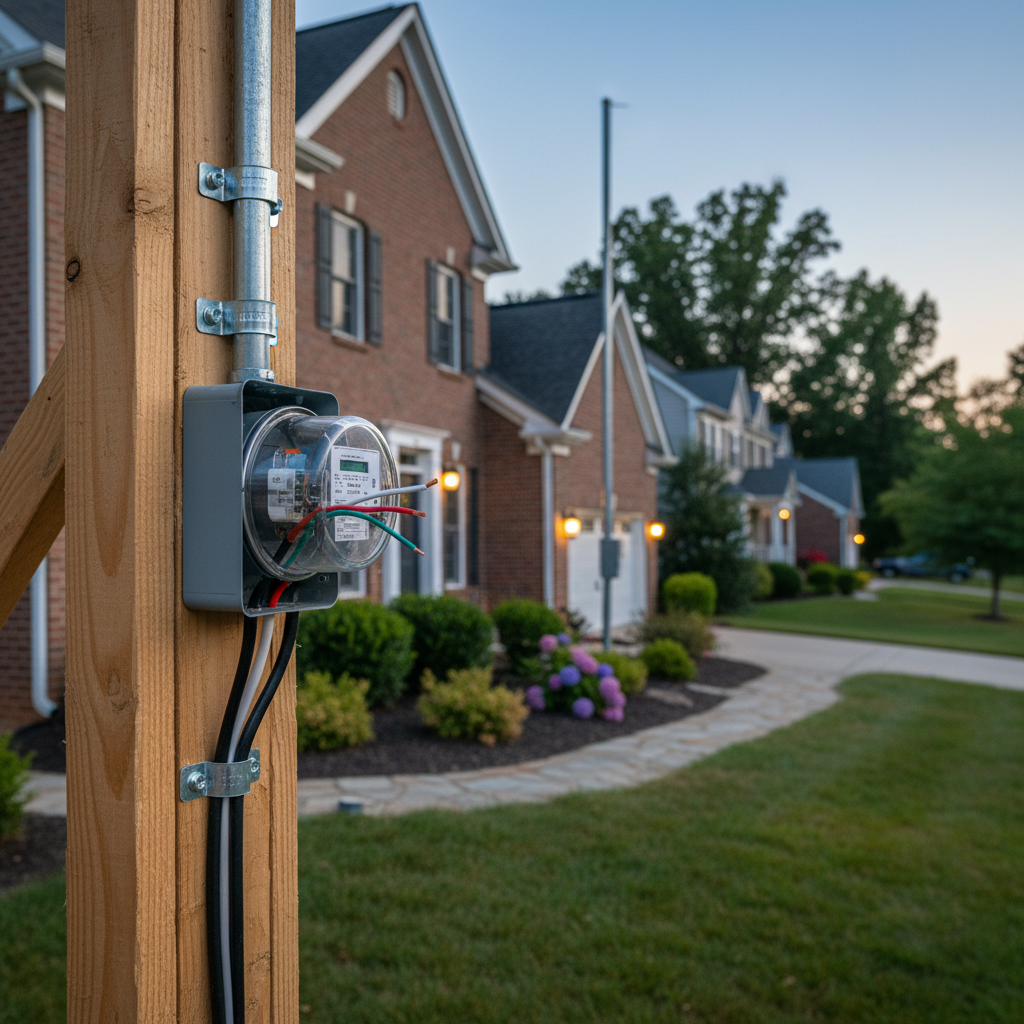 Close-up of an electrician performing an electrical installation service in Fredericksburg, VA, connecting wires.