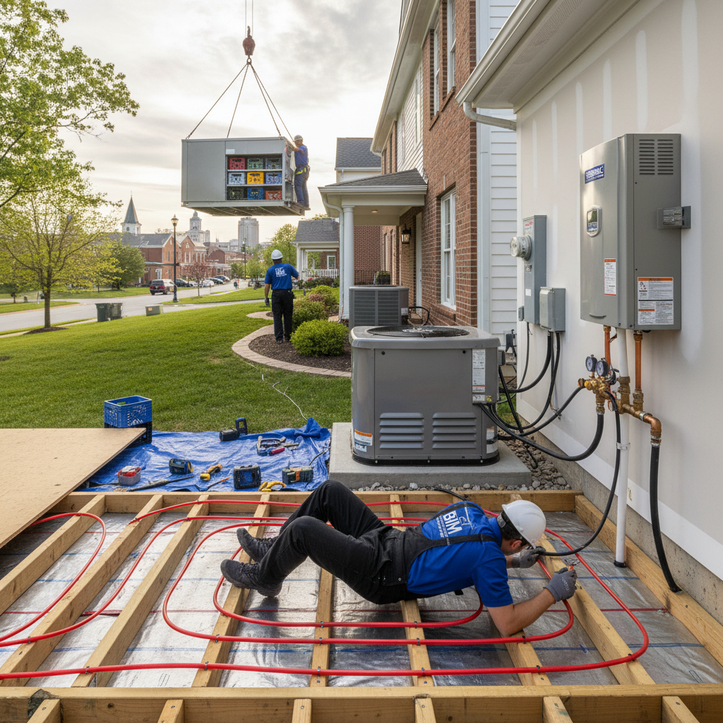 Close-up of wiring and conduit details during a professional generator installation in Fredericksburg, VA.