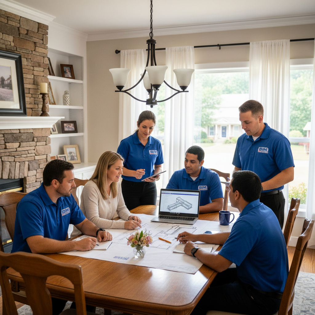 Experienced BIM Heating and Cooling team discussing HVAC solutions for homes in Virginia counties.