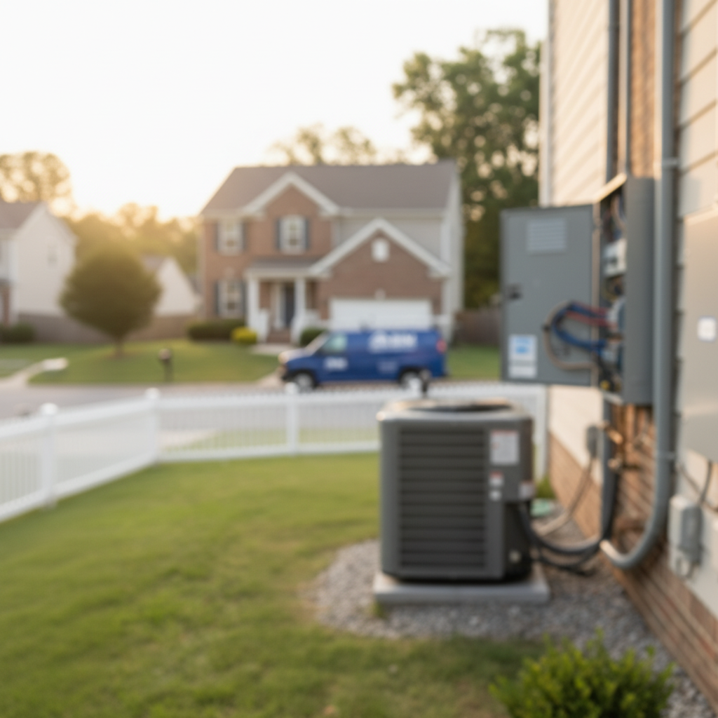 Subtle background image of an electrical panel upgrade at a home in a Fredericksburg, VA neighborhood.