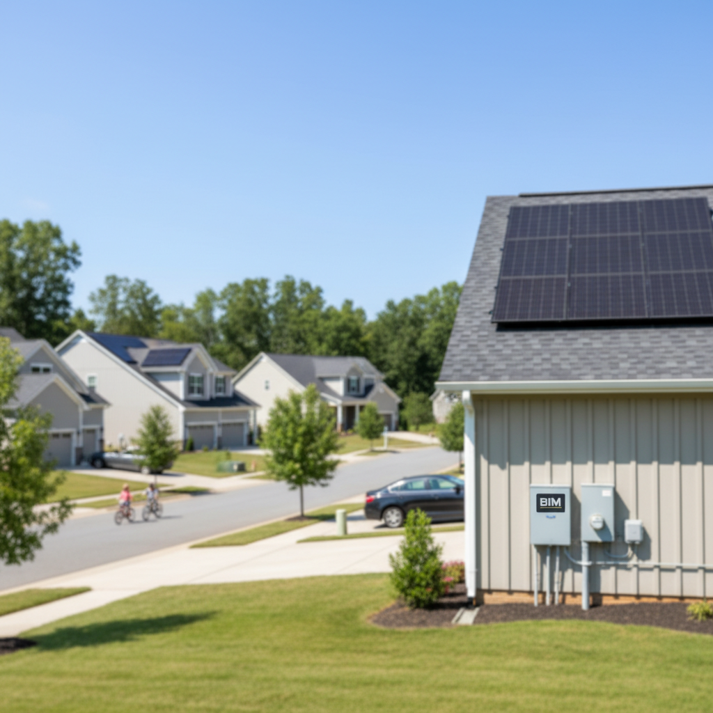 Subtle view of solar system monitoring setup on a home in a quiet Fredericksburg, VA neighborhood.
